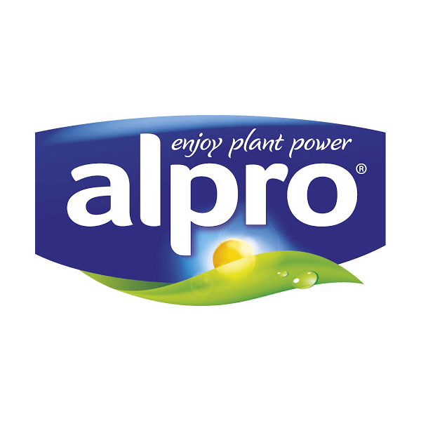 Blue and green Alpro logo on white field