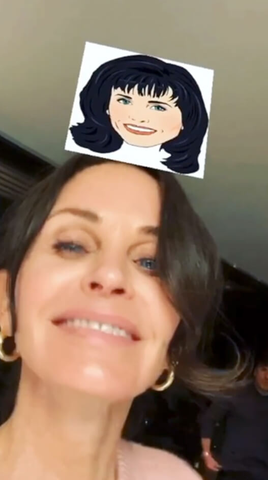 Courtney Cox using which Friends character instagram Filter
